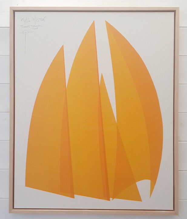 Painting titled "Ketch "Mistral"" by Thomas Turner, Original Artwork, Acrylic Mounted on Wood Panel
