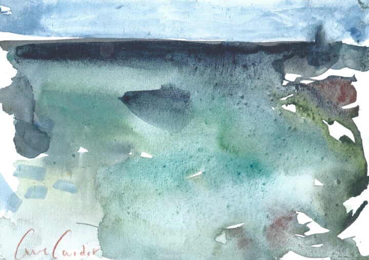 Le Moulard - Juin 2025 - Aquarelle de bord de mer Картина, 5,9x8,3 in