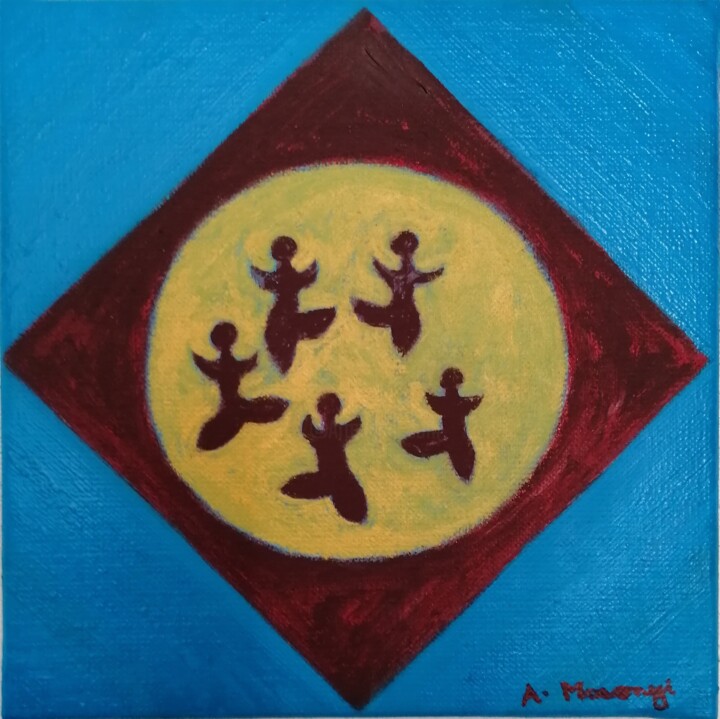 DANSE RYTHMIQUE 绘画, 7.9x7.9 in