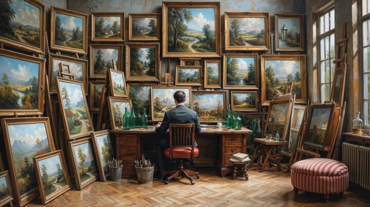 L'Eco del Paesaggio Interiore: Quando l'Anima Dipinge la Nat Arte digitale, 22,1x39,4 in