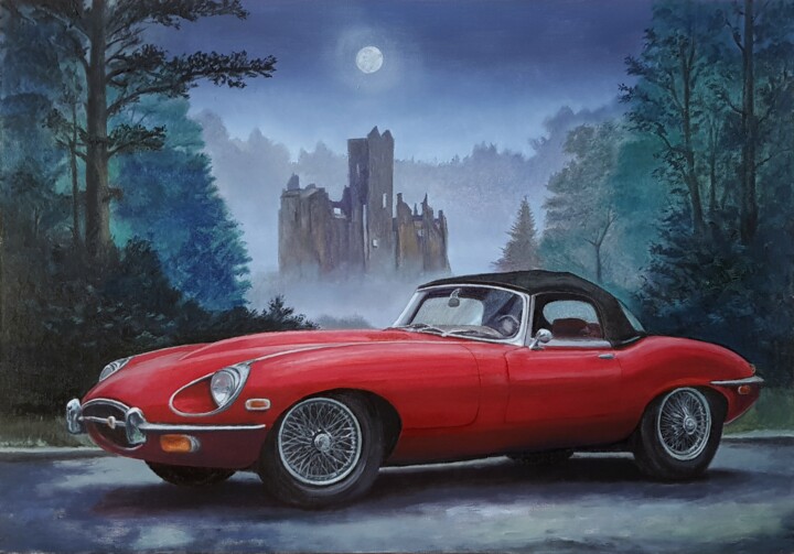 Painting titled "Classic Cars 1969 E…" by James Bagatel, Original Artwork, Oil Mounted on Other rigid panel
