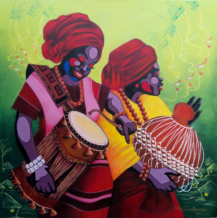 Iya ilu (mother drum) 绘画, 39.4x39.4 in