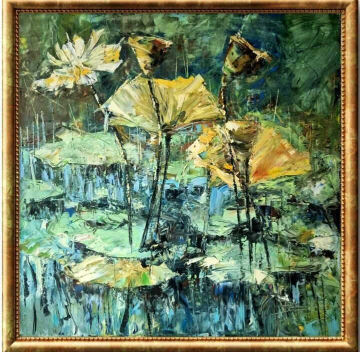 Painting titled "IMPRESSION III" by Sonja Brzak, Original Artwork, Oil Mounted on Wood Stretcher frame