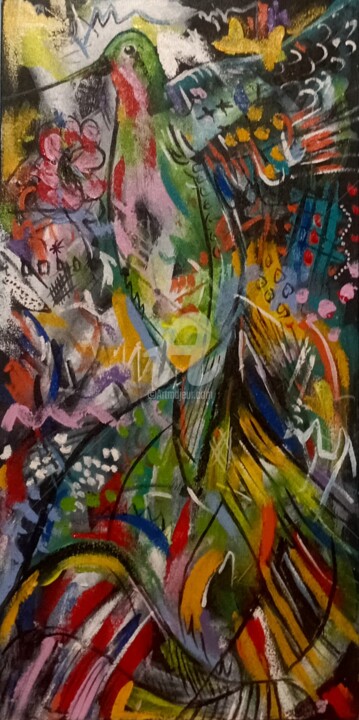Beija- Flor 绘画, 15.8x7.9 in