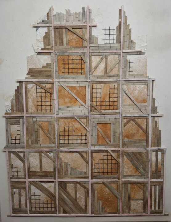 Collages titled "Habitats paint 2" by Fournier, Original Artwork, Collages