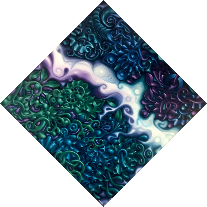 "White river" başlıklı Tablo Anna Pikos tarafından, Orijinal sanat, Petrol Ahşap Sedye çerçevesi üzerine monte edilmiş