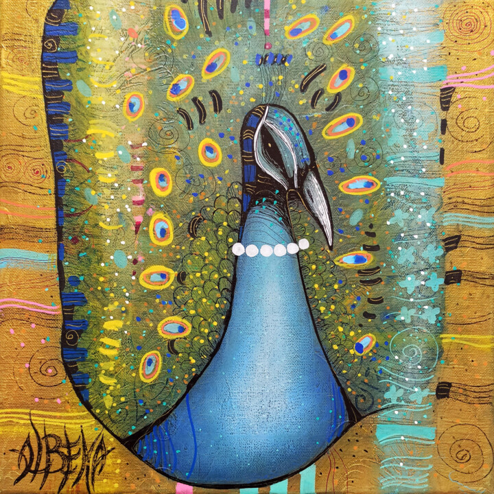 Painting titled "Léon" by Albena Vatcheva, Original Artwork, Oil Mounted on Wood Stretcher frame