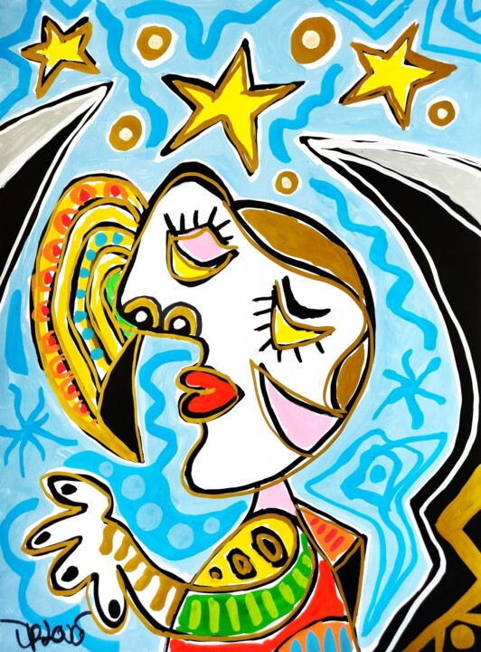 Dreaming woman 绘画, 15.8x11.8 in