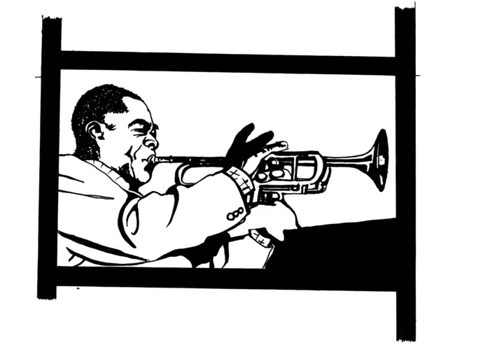 Louis Armstrong 图画, 5.7x8.1 in