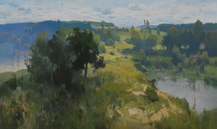 Painting titled "Coasts" by Vytautaslaisonas, Original Artwork, Oil Mounted on Wood Stretcher frame