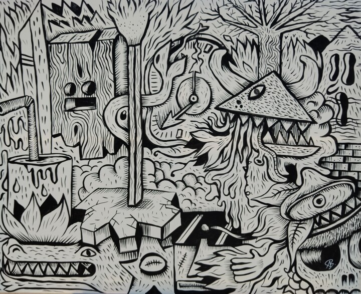 Jungle & street🐊 绘画, 31.5x39.4 in