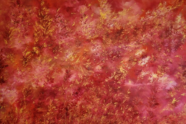 Painting titled "The dew is falling" by Raimundas Sarka, Original Artwork, Oil Mounted on Wood Stretcher frame