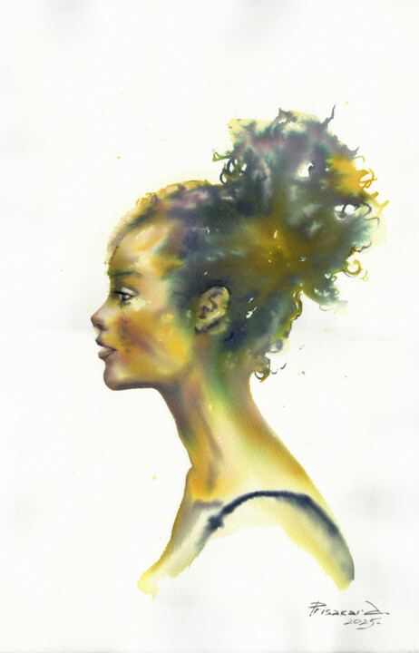 绘画 标题为“Watercolor portrait.” 由Alla Prisakar, 原创艺术品, 水彩