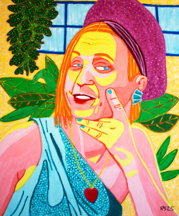 Painting titled "M No. 4" by Randall Steinke, Original Artwork, Oil Mounted on Wood Stretcher frame
