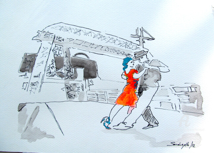 Music dance tango 2 绘画, 15.8x11.8 in