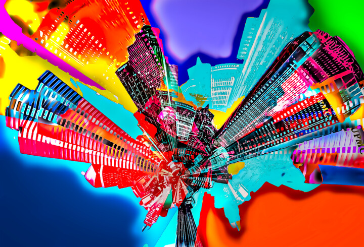 Prenten & gravures getiteld "Urban Explosion" door Lewis R Freitag I I I, Origineel Kunstwerk, Digitale afdruk Gemonteerd op…