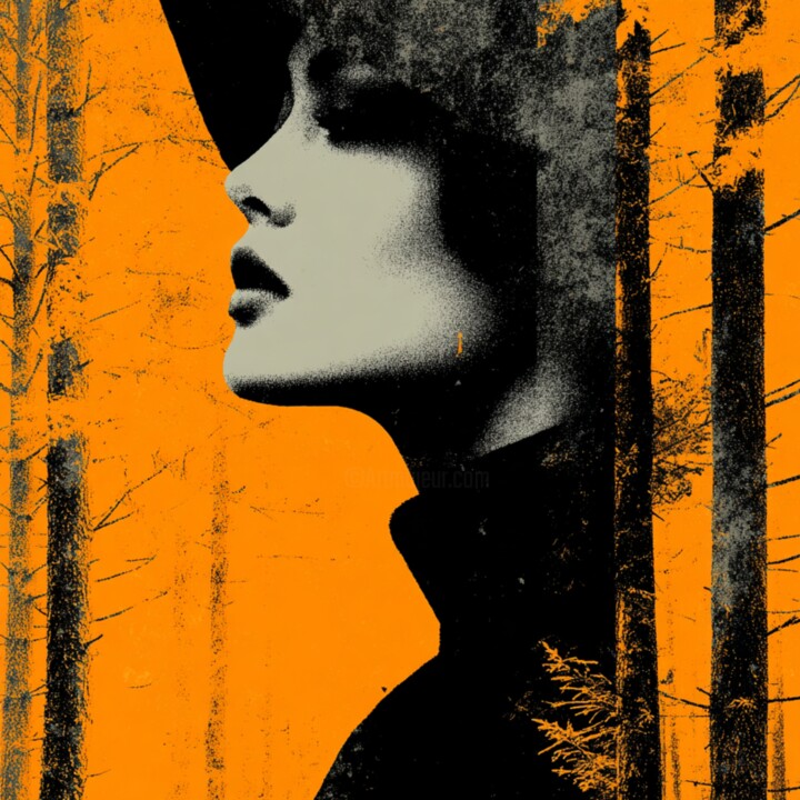 ORANGE FOREST 绘画, 19.7x19.7 in