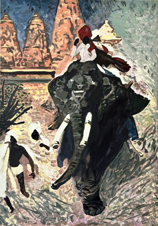 Cavalier seul Schilderij, 33,5x47,2 in