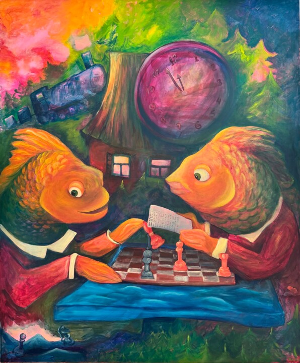 Painting titled "Dialogue" by Anastasiia Lodde, Original Artwork, Acrylic