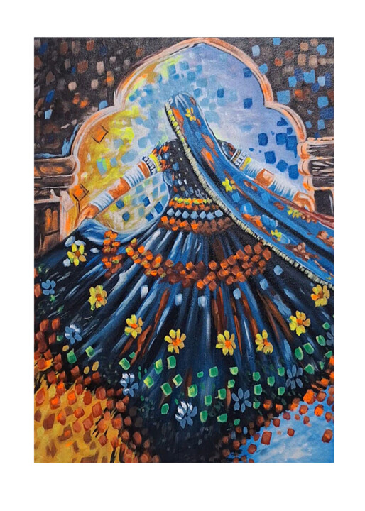 Woman Painting, Rajasthni Lady canvas art Painting, 24x18 in