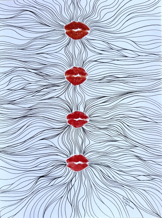Four Kisses Drawing, 14.2x10.6 in