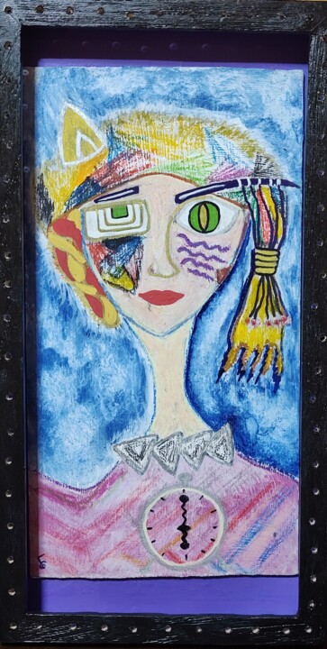 La femme Chat 绘画, 13.6x7.3 in