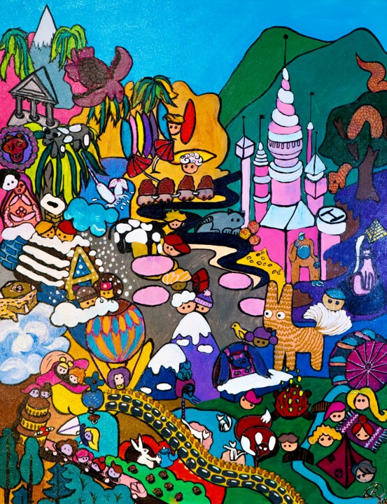 Two Dots Town 绘画, 35.4x27.6 in