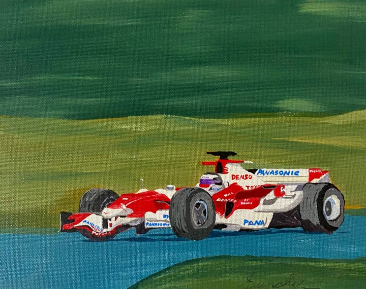 Toyota Fi and Yarno Trulli 绘画, 8x10 in