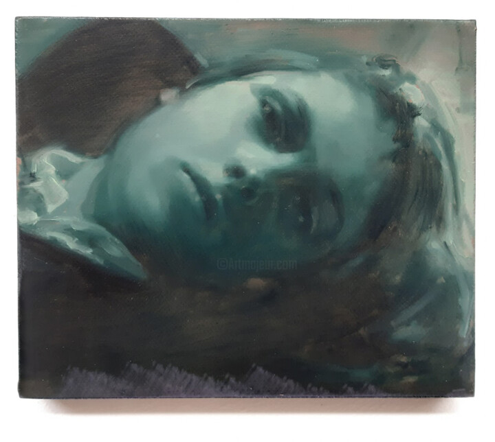 Ζωγραφική με τίτλο "Musing girl" από Erwin Van Kreij, Αυθεντικά έργα τέχνης, Λάδι