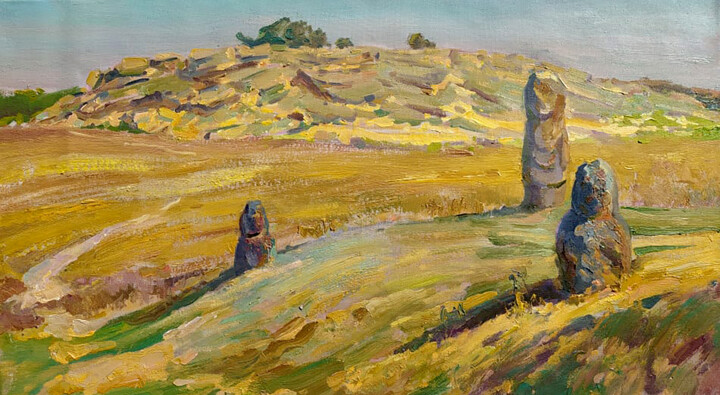 Stone grave 绘画, 15.8x27.6 in