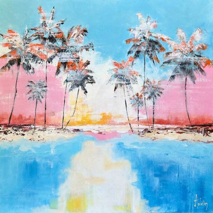 La plage Peinture, 19,7x19,7 in