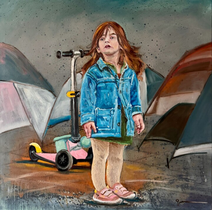 Dad, Why people living on the streets? Картина, 39,4x39,4 in