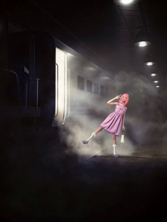 数字艺术 标题为“Tokyo / Yokohama” 由Jean-Marie Gitard, 原创艺术品, 照片蒙太奇 安装在其他刚性面板上
