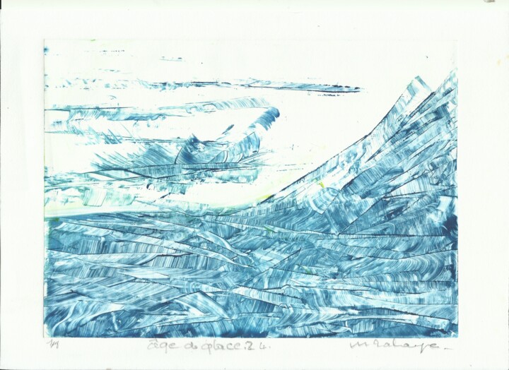 Impressões e gravuras intitulada "âge de glace 24" por Mine Palayer, Obras de arte originais, Monotipo