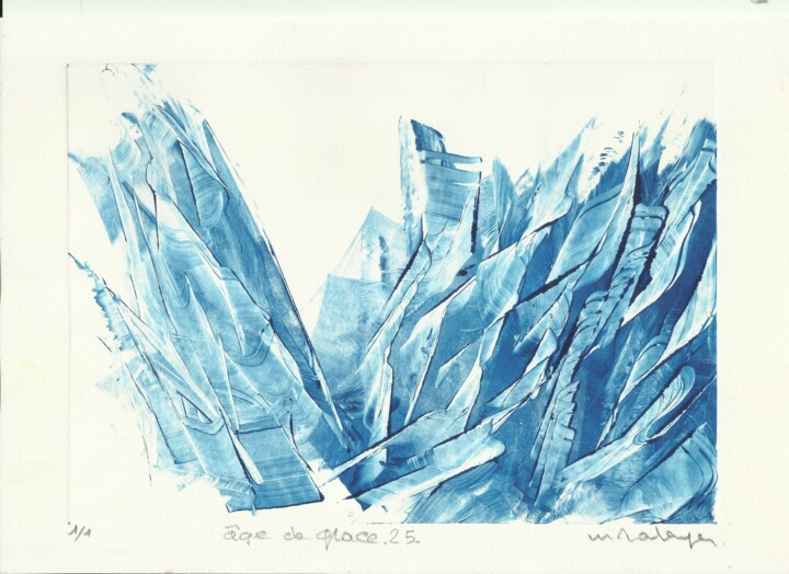 Impressões e gravuras intitulada "âge de glace 25" por Mine Palayer, Obras de arte originais, Monotipo