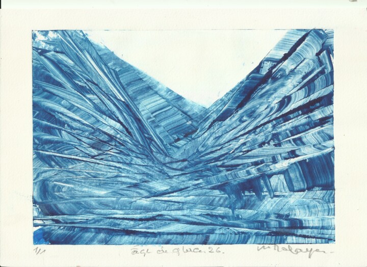 Impressões e gravuras intitulada "âge de glace 26" por Mine Palayer, Obras de arte originais, Monotipo