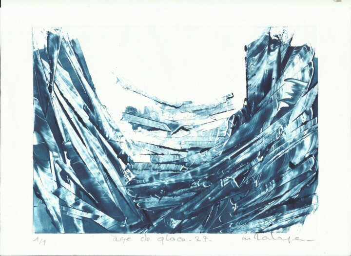 Impressões e gravuras intitulada "âge de glace 27" por Mine Palayer, Obras de arte originais, Monotipo