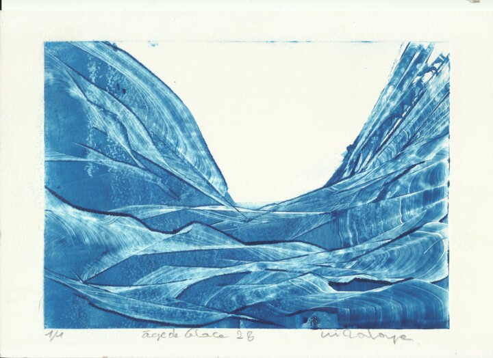 Impressões e gravuras intitulada "âge de glace 28" por Mine Palayer, Obras de arte originais, Monotipo