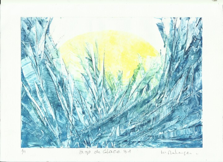Impressões e gravuras intitulada "âge de glace 31" por Mine Palayer, Obras de arte originais, Monotipo