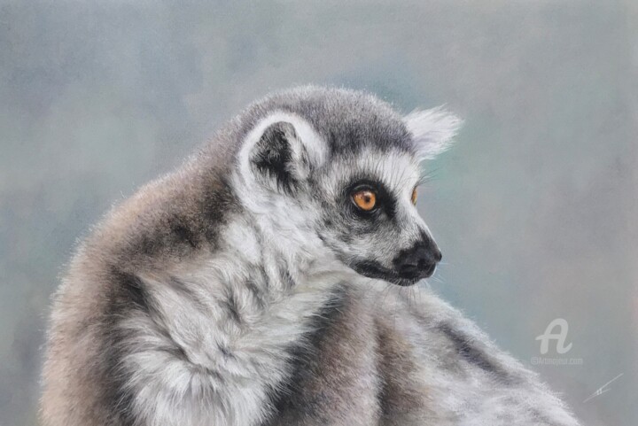Drawing titled "Lemur." by Irene_art, Original Artwork, Pastel