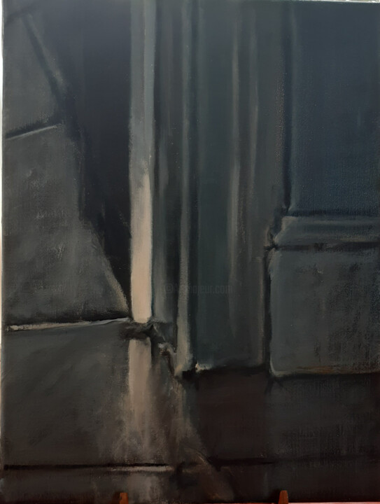 light spots and drops on the kitchen floor 2022 Peinture, 15,8x11,8 in