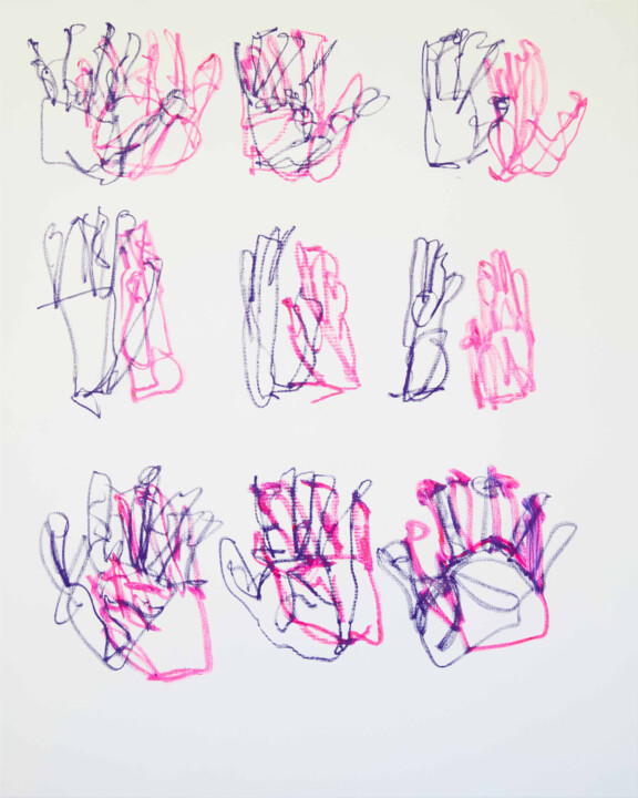 Painting titled "Hands Rotating" by Simon Findlay, Original Artwork, Oil