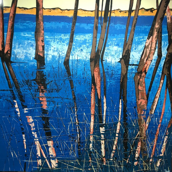 AU FIL DE L'EAU " vue sur le lac" Pintura, 59,1x59,1 in