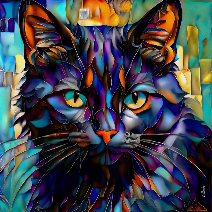 Painting titled "Kerry cat" by L.Roche, Original Artwork, Acrylic Mounted on Other rigid panel