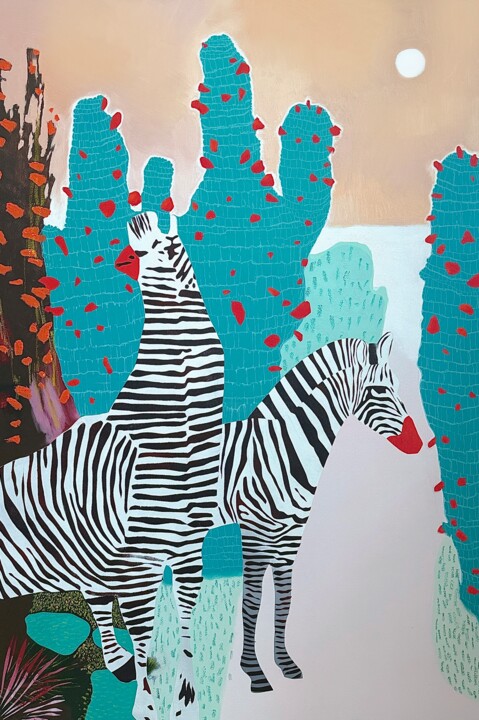 Zebras Painting, 47.2x31.5 in