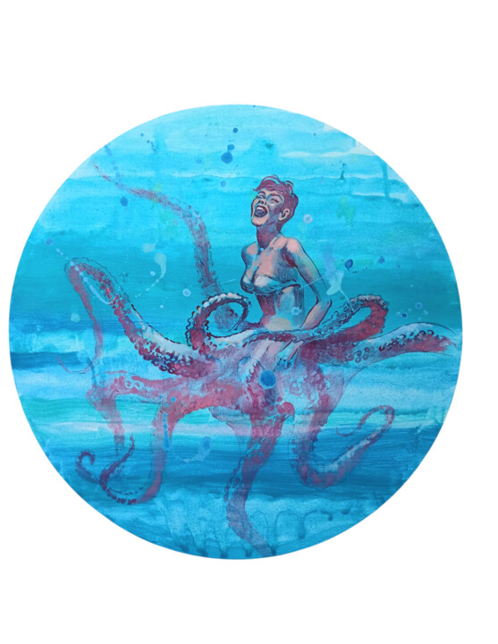 Painting titled "Laughing beneath th…" by Marina Lukianova, Original Artwork, Acrylic Mounted on Wood Stretcher frame