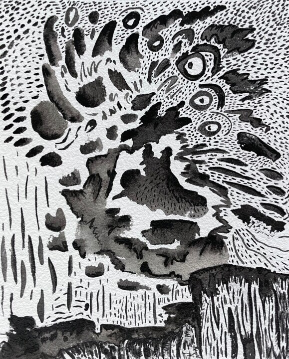 unfolding ii – abstract ink 绘画, 7.9x6.1 in