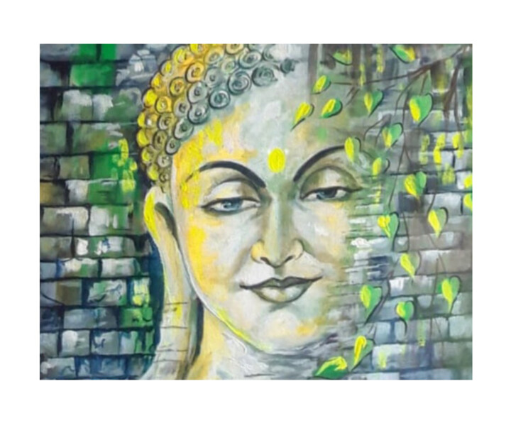 Buddha with acrylic color 绘画, 24x36 in