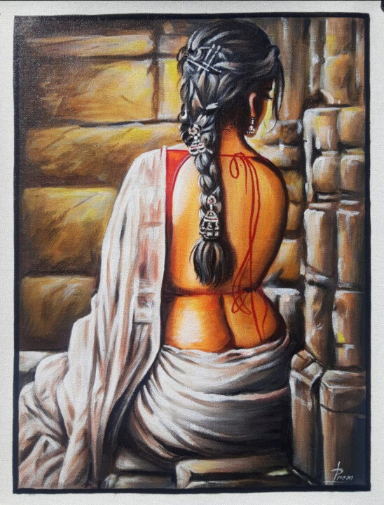 Painting titled "The Meditating Budd…" by Shree Krishnam Arts Manish Vaishnav, Original Artwork, Acrylic