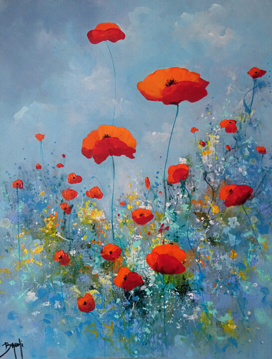 Tendres coquelicots Schilderij, 15,8x11,8 in